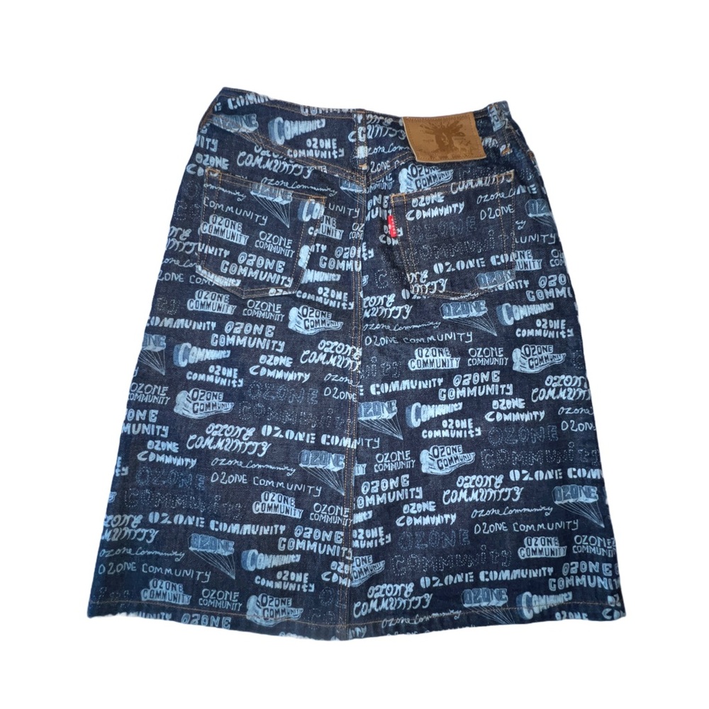 ozone community japanese denim midi skirt
